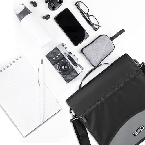 Zzrywuty Zipper Binder, 3 Inch 3-Ring Binder with Zipper, Expanding Folders and Shoulder Straps & Handles, 3" O-Rings with Multiple Pockets（for 13" MacBook and Tablet） for Middle School- Black