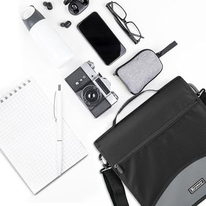 Zzrywuty Zipper Binder, 3 Inch 3-Ring Binder with Zipper, Expanding Folders and Shoulder Straps & Handles, 3" O-Rings with Multiple Pockets（for 13" MacBook and Tablet） for Middle School- Black