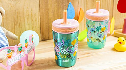 Zak Designs Disney Lilo and Stitch Kelso Tumbler Set, Leak-Proof Screw-On Lid with Straw, Bundle for Kids Includes Plastic and Stainless Steel Cups with Bonus Sipper (3pc Set, Non-BPA, Stitch) - color: Lilo and Stitch, size: 3 Piece Set (Pack of 1)