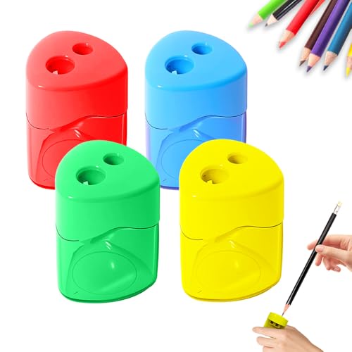 Pencil Sharpeners with Lid, Pencil Sharpeners Manual, Colored Handheld Sharpener Suitable for Kids Adults Students School Class Home Office (4*Triangle) - color: 4*triangle