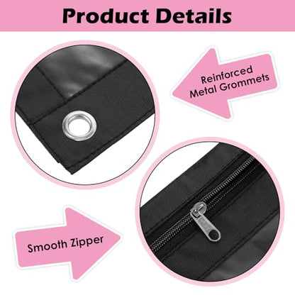 30Pack 3 Ring Binder Pencil Pouch with Zipper Black, Clear Window Pen Holder Case for Office, and Home Organization, Waterproof Oxford Fabric, Fits Standard 3 Ring Binders