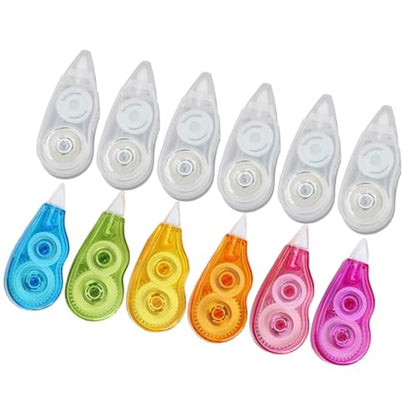 12pcs Correction Tape Set for Students 12m Adhesive Small Correction Tape with Rainbow and Plain Designs for School and Office Use