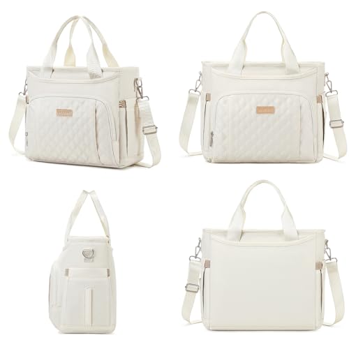 AIJIEKE Large Insulated Lunch Bag for Women Men, Work Lunch Box Tote, Beige | Leakproof, durable multi-compartment cooler. Reusable with shoulder strap. Perfect for travel meal prep, picnic, beach - color: Beige
