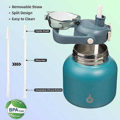 BJPKPK Insulated Water Bottles with Straw, 20 oz Cute Water Bottles with Handle, BPA Free Stainless Steel Metal Jug, Easy Carry Flasks for Men & Women, Light Blue - color: 20 ozLight Blue, size: 20 Ounces