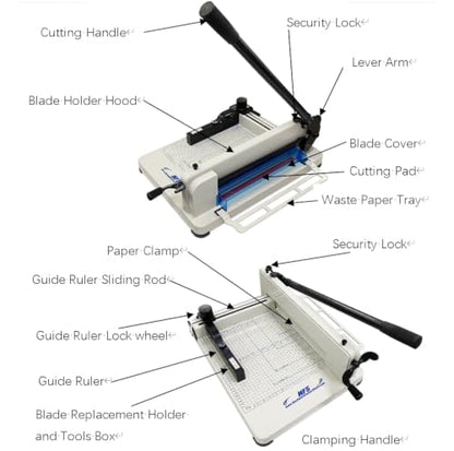HFS(R) Heavy Duty Guillotine Paper Cutter 400 Sheet Capacity | Solid Steel Construction (A4-12'' Paper Cutter) - size: A4-12'' paper cutter