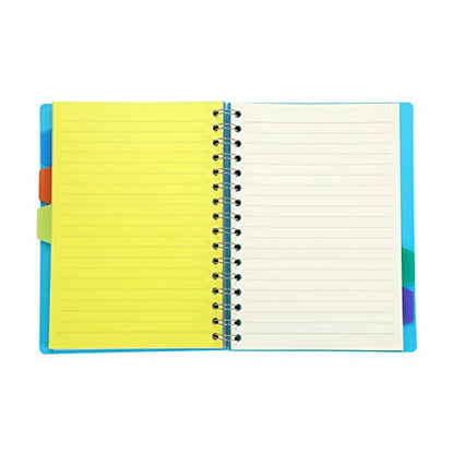 5-Subject Spiral Notebook with Page Dividers and Index Tabs, Hardcover Wire Bound Ruled Notebooks Memo Planner Daily Notepad for Students Teens Office School, 240 Pages Lined Paper, A5 Size, Blue - color: A5 Blue