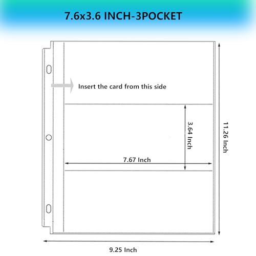Aegero 25 Pack （7.6x3.6inch ） 3 Pockets Currency Sleeves for 3 Ring Binder, Currency Collection Sleeves, Cash Collecting Album Refill Page, for Collecting Dollar Bills, Paper Money,and Coupons - size: 7.6x3.6inch-3pocket, style: 25 pack
