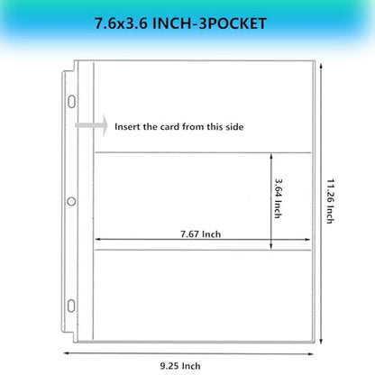 Aegero 25 Pack （7.6x3.6inch ） 3 Pockets Currency Sleeves for 3 Ring Binder, Currency Collection Sleeves, Cash Collecting Album Refill Page, for Collecting Dollar Bills, Paper Money,and Coupons - size: 7.6x3.6inch-3pocket, style: 25 pack