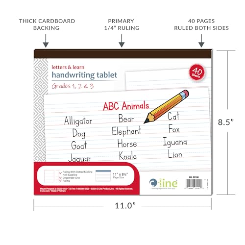 C-Line Letters & Learn Handwriting Tablet, 40 Sheets, 11” x 8-1/2” (23100)