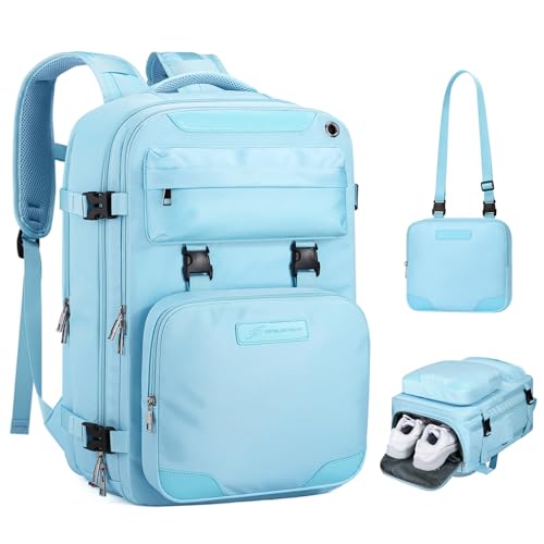 Maelstrom Travel Backpack for Men Women, 15.6" Laptop with Shoe Compartment | Detachable Crossbody Bag, Lightweight, Airline Approved, Waterproof, Anti-theft Pocket, Luggage Belt,for Work/Business/School - color: Blue, size: B.15.6 inch-Standard