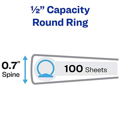 Avery Economy 3 Ring Binder, 1/2 Inch Round Rings, 4 Black Binders (03201) - style: 4 Pack