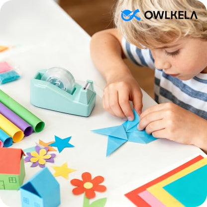 OWLKELA Lightweight Desktop Tape Dispenser, Non-Skid Base Tape with Dispenser, Ideal for Office, Home and School, 1 Pack Tape Holder with 8Pcs Transparent Tape, 0.71 Inch x 1000 Inches, Green - color: Green, size: 1 Pcs