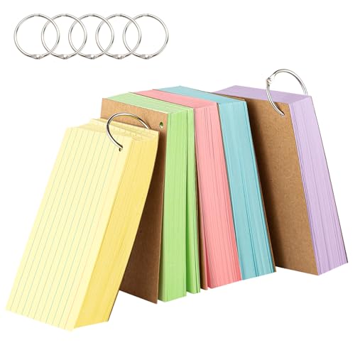 500PCS 3x5 Colored Index Cards with Ring Ruled-Goefun Lined Note Cards 3 x 5 Color Flashcards with Ring for Studying, Note Taking, To Do List - color: 5colors-lined, size: 3x5-500pack