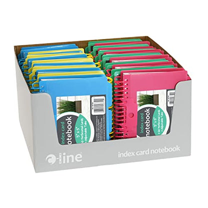 C-Line Spiral Bound Index Card Notebook with Tabs, Includes 60 Ruled 3 x 5 Inches Index Cards, Pack of 24 Notebooks, Assorted Colors (48750-24) - style: 24 Notebooks