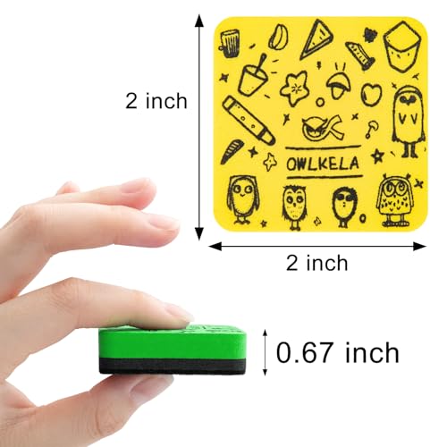 OWLKELA 30Pcs Dry Erase Erasers, Magnetic Whiteboard Eraser, Mini Whiteboard Cleaning Pads for Classroom, Office and Home, Green&Yellow - color: Green & Yellow, size: 30 Pcs