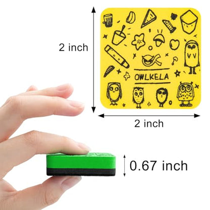 OWLKELA 30Pcs Dry Erase Erasers, Magnetic Whiteboard Eraser, Mini Whiteboard Cleaning Pads for Classroom, Office and Home, Green&Yellow - color: Green & Yellow, size: 30 Pcs