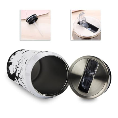 T&H XHome Halloween 14oz Stainless Steel Tumbler with Lid & Straw-Double Wall Vacuum Insulated Travel Mug Evil Cat Bat Wood Grain Water Bottle Coffee Beverage Drinks Cup - size: 14 Ounces