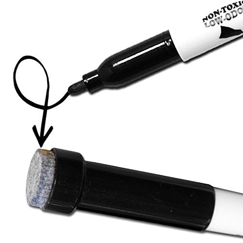 KleenSlate (36) Black Low Odor, Non-Toxic Dry Erase Markers with Eraser Cap, Bullet Point