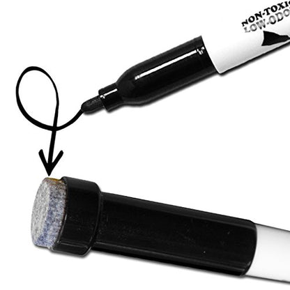 KleenSlate (36) Black Low Odor, Non-Toxic Dry Erase Markers with Eraser Cap, Bullet Point