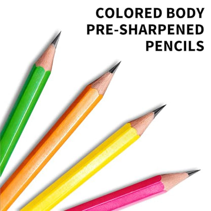 M&G Daily Series 24 Pack HB Pencils, Pre-Sharpened Hexagonal Wood-Cased Pencils with Erasers, 4 Color Barrels, Includes 2 Mini Sharpeners for Writing Drawing and School Office Supplies - color: Daily Series Multicolor, style: HB