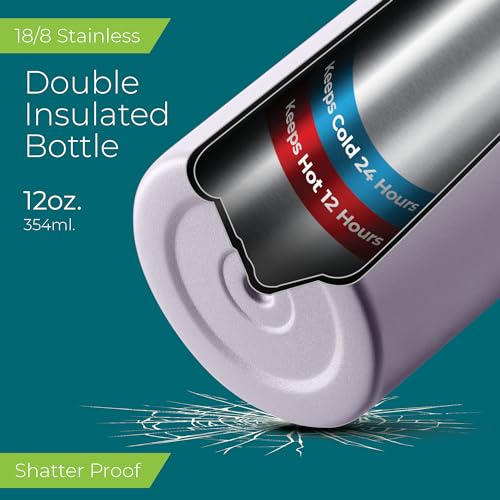 SIPX™ 12 oz Insulated Water Bottle with Straw Lid – Leakproof Stainless Steel, BPA-Free, Easy to Carry – Perfect for School, Camp, Sports & Travel – Purple - color: Purple