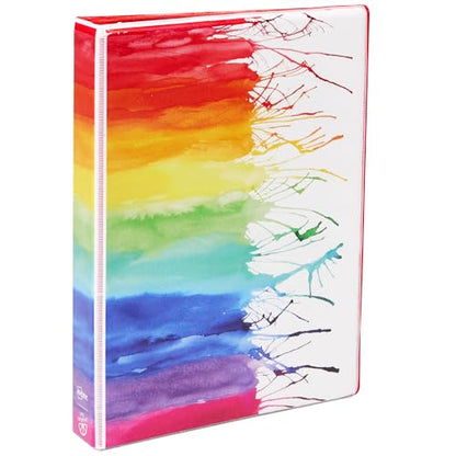 Avery Mini 3 Ring Binder, Holds 5.5" x 8.5" Paper, 1" Round Rings, 175-Sheet Capacity, 1.4 Inch Wide Spine, Watercolor Rainbow Design, Great for Home, Office, School Supplies, and More (18713)