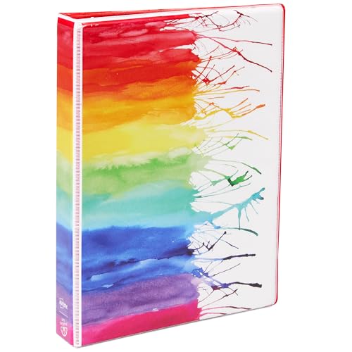 Avery Mini 3 Ring Binder, Holds 5.5" x 8.5" Paper, 1" Round Rings, 175-Sheet Capacity, 1.4 Inch Wide Spine, Watercolor Rainbow Design, Great for Home, Office, School Supplies, and More (18713)