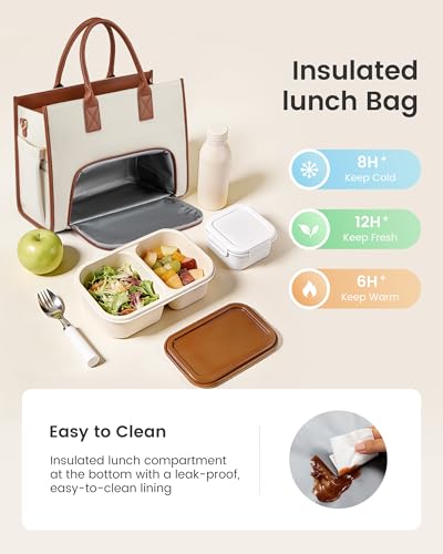 LOVEVOOK Work Tote Bag with Lunch Compartment with Giant Tumbler Holder,17 Inch Waterproof 3 in 1 Lunch Bag Women Men Laptop Bag Purse Tote with Padded Sleeve for Teacher,Nurse,College,Travel,Office - color: Emerald green - Venetian green - Dark patina gr
