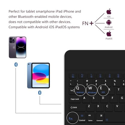 for Bluetooth Keyboard, Cute Tablet Stand Adjustable Adjustable & Foldable, Wireless Rechargeable Keyboard for iPad, iPad Pro/Mini/Air， Samsung Xiaomi Tablets, etc - Black - color: A-Keyboard-Black