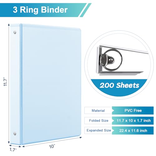 SUIN 1 Inch 3 Ring Binder, Clear 1'' View Binders with 2 Pockets, Fits 8.5 x 11 Letter Size, Durable Polypropylene, Non-Stick & PVC-Free for School, Office & Home (Pastel Blue, Green, Purple and Pink) - color: Pastel Blue, Green, Purple and Pink