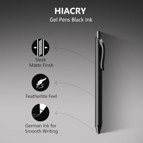 Hiacry 8 Pcs Gel Pens, Quick-Dry Long Lasting Ink, 0.7 MM Fine Point Black | Smooth Writing Retractable Pens, No Bleed No Smear, Note Taking, Journaling, School Office Supplies Home Daily Use Work - color: Black Ink-8pcs