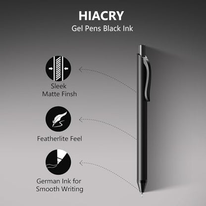 Hiacry 8 Pcs Gel Pens, Quick-Dry Long Lasting Ink, 0.7 MM Fine Point Black | Smooth Writing Retractable Pens, No Bleed No Smear, Note Taking, Journaling, School Office Supplies Home Daily Use Work - color: Black Ink-8pcs