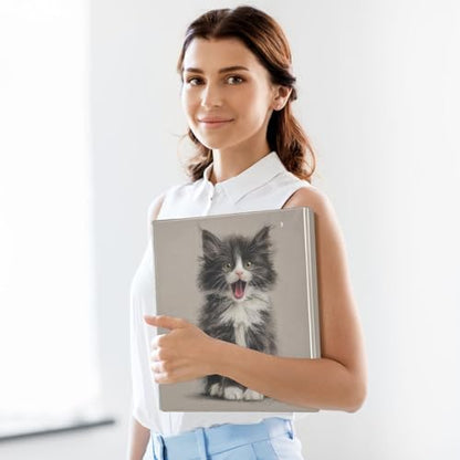 Fustylead Pet Lover Cute Cattle Cat 3 Ring Binder, D-Rings 1.5" Hardcover Folder, Fits 200 Sheets of A4 Paper, Durable Clipboard & Clean View with Inside Pockets for School Home Office - size: 12.4x10.63x2.36 Inch-1 Pack