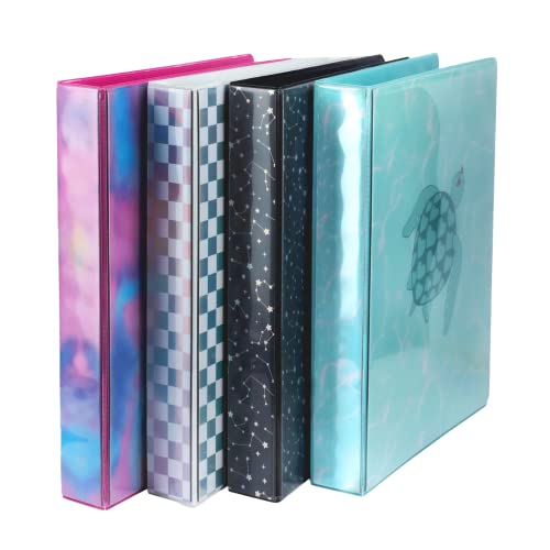 Yoobi 3 Ring Binders - 1 Inch Binder with Round D Rings and 2 Pockets, Durable, PVC-Free Organizer with 220 Sheets Capacity, 4- Pack Colored Binders with Plastic Cover for Office Supplies - color: Vsco, size: 1 Inch, style: Binder