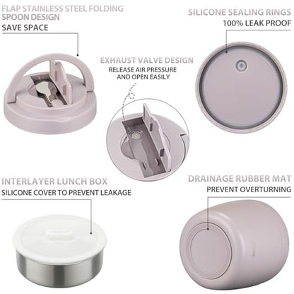 wiwens Thermo Food Jar for Hot Food Adults 32OZ Soup Thermo Lunch Containers Wide Mouth Vacuum Insulated Stainless Steel Leakproof Bento Box with Spoon (Purple) - color: Purple
