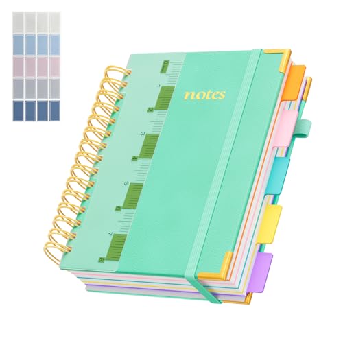 XYark A5 Hardcover Spiral Notebook, 6.3"x8.5" College Ruled Notebooks with Removable Dividers Tabs & Ruler, 5 Subject Notebook 300 Pages, Small Lined Journal for Women Men School Work Office, Blue - color: Blue, size: 6.3"x8.5"(A5)