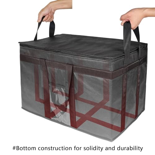 3XL Insulated Food Transport Bag - Reusable Cooler Bag for Cold and Hot Food Delivery with Lid and Double Zipper - size: 3X-Large