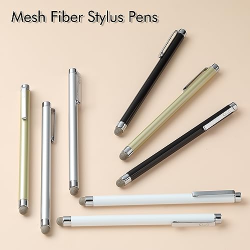 ChaoQ Stylus Pens for Touch Screens, 8 Pcs Mesh Fiber Capacitive Stylus with 8 Replaceable Mesh Tips and 8 Replaceable Rubber Tips (Silver, Black, White, Champagne) - color: Silver, Black, White, Champagne