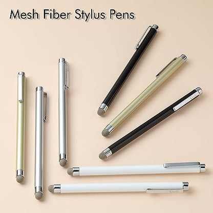 ChaoQ Stylus Pens for Touch Screens, 8 Pcs Mesh Fiber Capacitive Stylus with 8 Replaceable Mesh Tips and 8 Replaceable Rubber Tips (Silver, Black, White, Champagne) - color: Silver, Black, White, Champagne