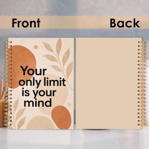 Motivational Gifts Spiral Notebook for Women Men 5.5x8.3 Inch | Inspirational Gifts for Women Men,Your Only Limit Is Your Mind Positive Affirmations Boho Botanical Neutral Notebook Journal - color: Bohemian plant style white