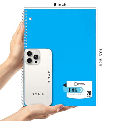 Rosmonde 2000 Packs 1 Subject Notebooks Bulk, Wide Ruled, 70 Sheets | Spiral Notebook Bulk, Wide Ruled, 70 Sheets (140 pages), 8 x 10-1/2", Pallet of Notebooks for School, 4-7 Days Transit - size: 2000 Pack | Full Pallet