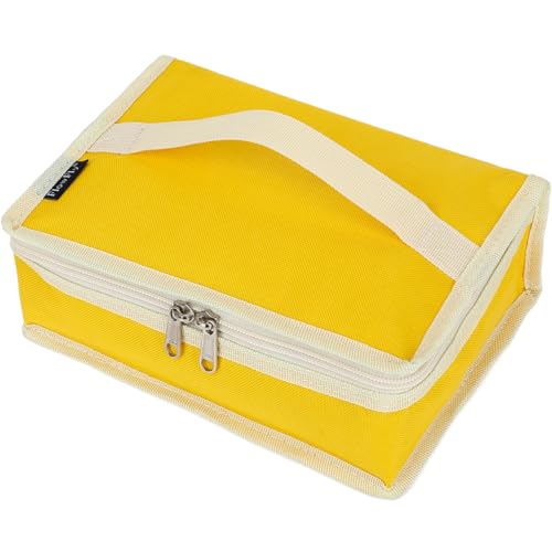 FlowFly Small Insulated Lunch box Portable Soft Bag Mini Cooler Thermal Meal Tote Kit with Handle for Work & School, Bright Yellow - color: Bright Yello