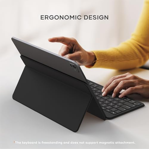 Satechi OntheGo Bluetooth Keyboard with Adjustable Stand, Connect up 3 Devices, USB C Rechargeable Battery, Compact and Portable Keyboard for iPad, Tablet – Black - color: Black