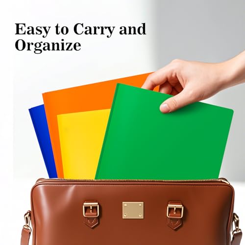 24-Pack Plastic Folders with Pockets and Prongs,2-Pocket Folders with 3 Fasteners, Holds 8-1/2" x 11" Paper for School/Office/Home, Green - color: Green, size: 24-Pack