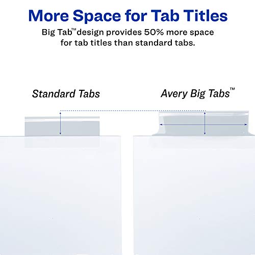 Avery 5-Tab Binder Dividers, Insertable Clear Big Tabs, 1 Set (11122) - style: 1 Set