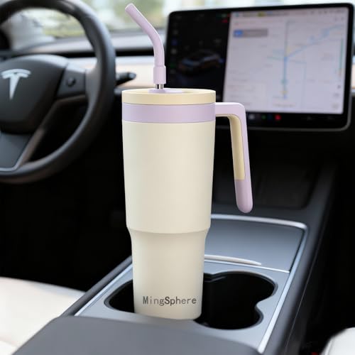 40 Oz Insulated Water Bottle with Straw & Handle, White | Leak-Proof, Keeps Cold 18H / Hot 12H, Removable Straw Cap for Easy Cleaning, Built-In Fruit Infuser for Tea & Fruit Drinks - color: White
