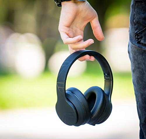 PowerLocus Wireless Bluetooth Headphones, Over Ear Headphones with Microphone, 50H Playtime, HiFi Stereo Sound, Deep Bass, Soft Earmuffs, Foldable Lightweight Headphones for Travel/PC/Cell Phone - color: Matt Black