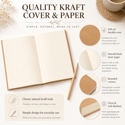 Mimorou 100 Pcs Journals Notebooks Bulk - Kraft Softcover A5 Small Notebooks 5.5 Inch x 8.3 Inch Notepads with 60 Page 30 Sheet for Writing Sketch Travel Office Supplies(Brown,Lined) - color: Brown, style: Lined