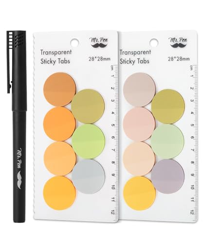 Mr. Pen- Round Transparent Sticky Notes, 1.1” Diameter, 14 Pads, 560 Sheets | Colorful, Water-Resistant See-Through Sticky Notes & Fineliner, Smooth Writing, Note Tabs for Bible Journaling, Studying - color: Boho, size: 560 pcs
