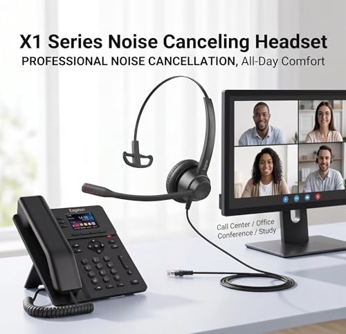 X1 ENC Noise Cancelling USB Headset, 3.5mm Single Ear Office Headset with USB C/A Adapter, Wired Mono Call Center Headset for PC Laptop Cell Phone, Business Computer Headphones for WFH Office